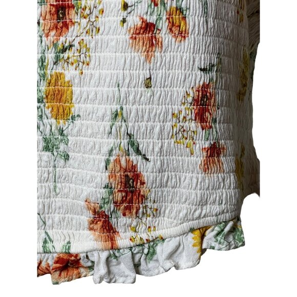 Torrid Women's Warm Sunset Floral Smocked Flutter Sleeve Crop Top Size 3 - Picture 9 of 13